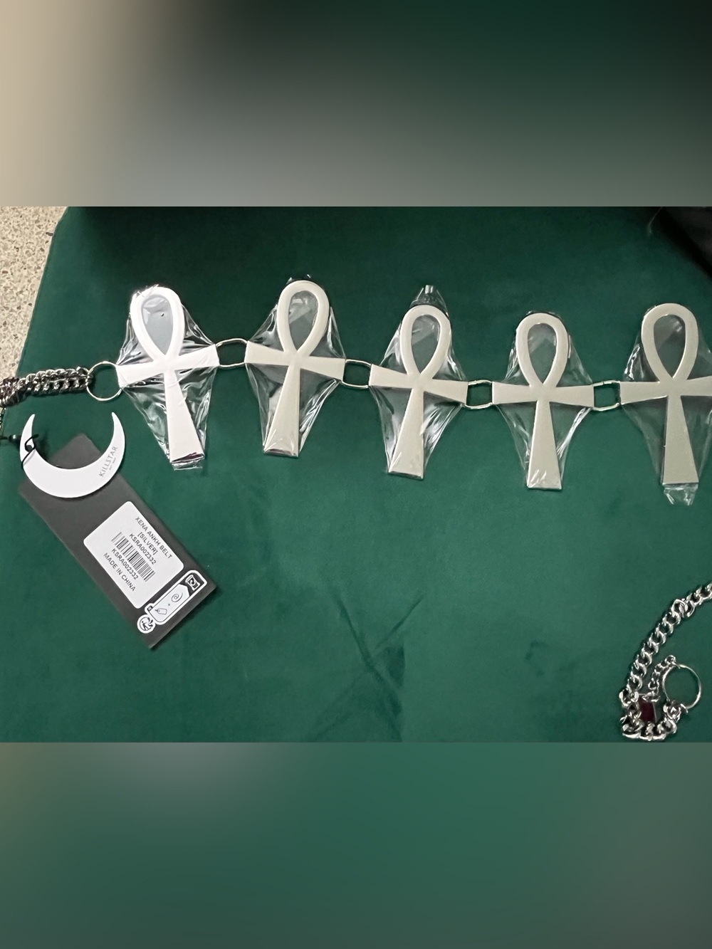 Killstar Silver Ankh  Xena Link Chain Belt- new with tags Goth